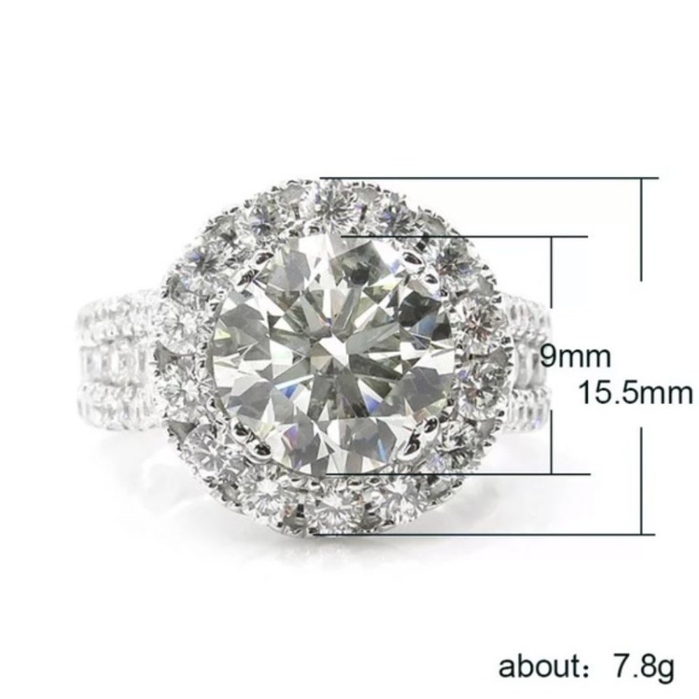 NEW 18K WHITE GOLD ROUND DIAMOND HALO RING w/Red Velvet Gift box - Picture 4 of 10